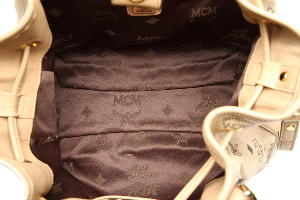 エム シー エム ベージュ レザー ショルダーバッグ レディース MCM 中古