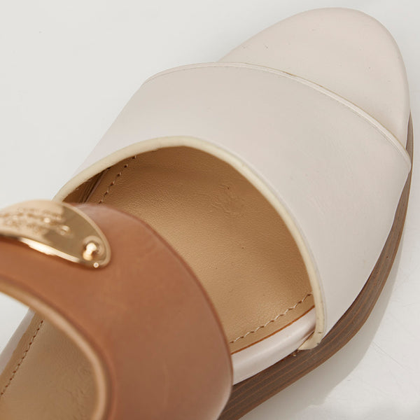 コーチ ブラウン ホワイト レザー サンダル レディース COACH 【中古】