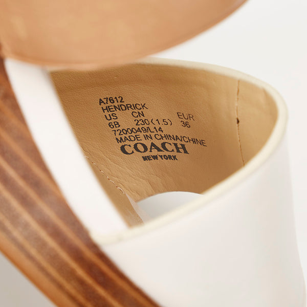 コーチ ブラウン ホワイト レザー サンダル レディース COACH 【中古】