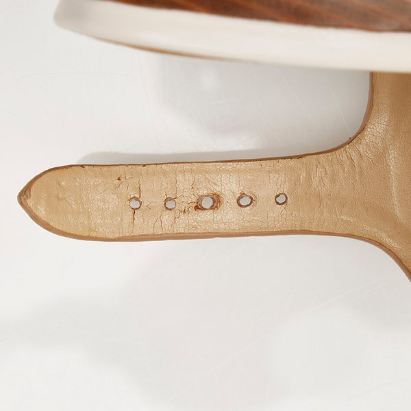 コーチ ブラウン ホワイト レザー サンダル レディース COACH 【中古】