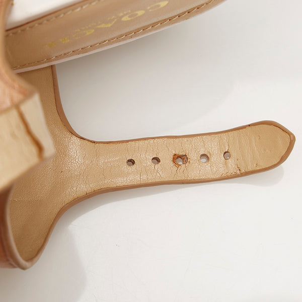 コーチ ブラウン ホワイト レザー サンダル レディース COACH 【中古】