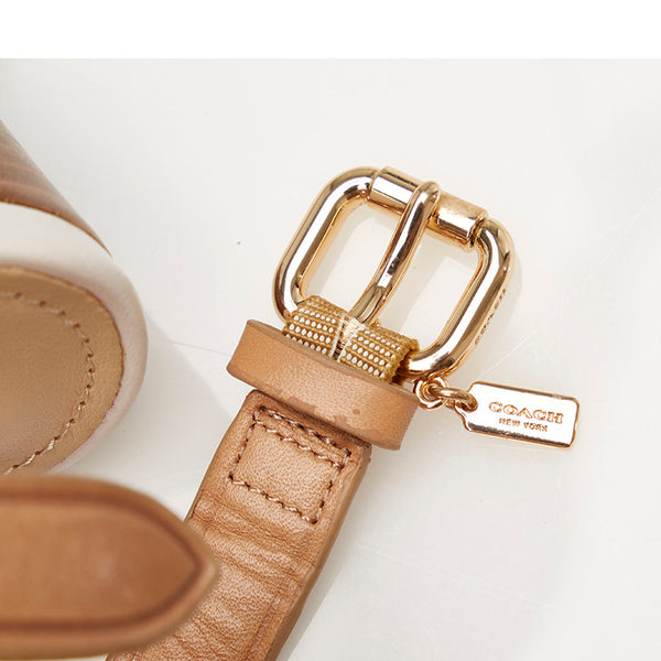 コーチ ブラウン ホワイト レザー サンダル レディース COACH 【中古】