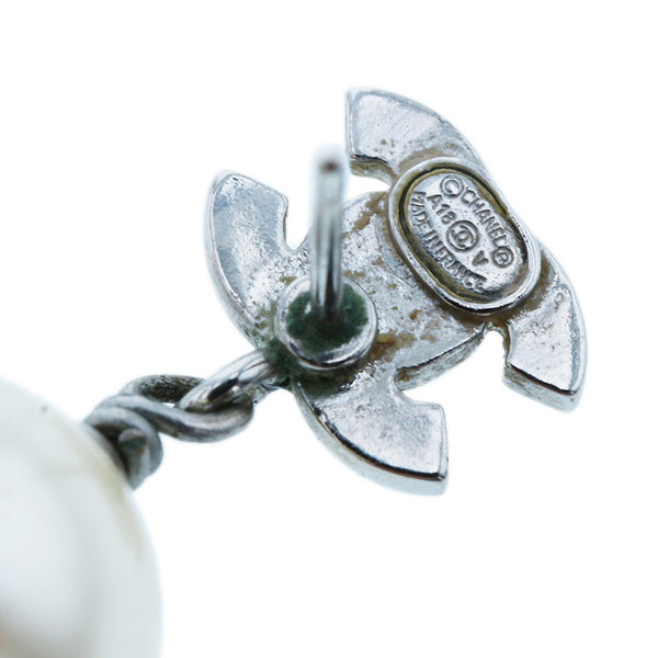 シャネル シルバー メタル ココマーク フェイクパール ラインストーン ピアス レディース CHANEL 【中古】