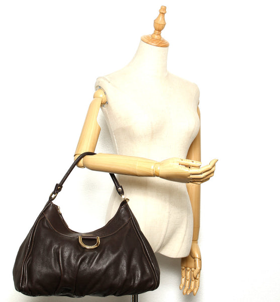 グッチ アビー 189833 ブラウン レザー ショルダーバッグ レディース GUCCI 中古