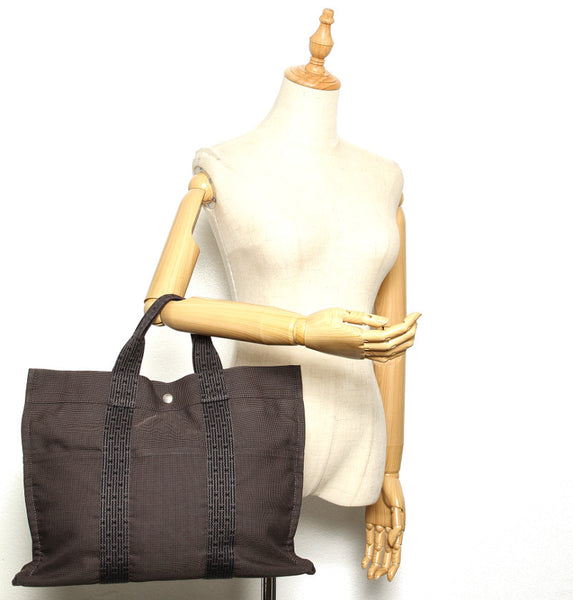 エルメス エールライン グレー キャンバス トートバッグ ユニセックス HERMES 中古