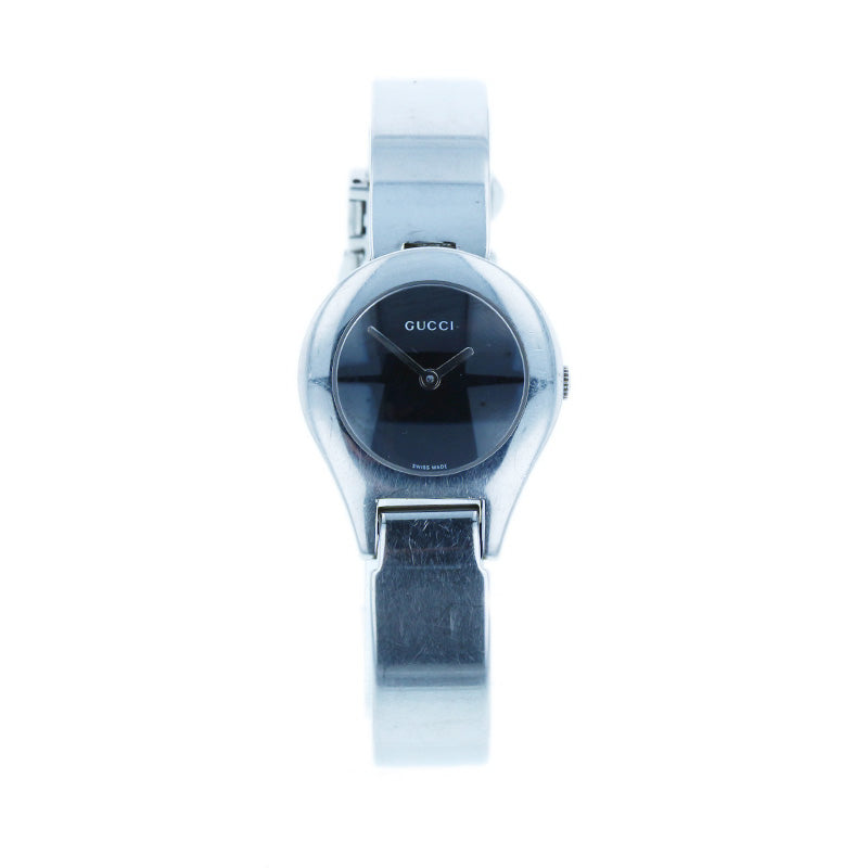 グッチ 6700L シルバー ステンレススチール 腕時計 レディース GUCCI クオーツ ブラック文字盤 【中古】