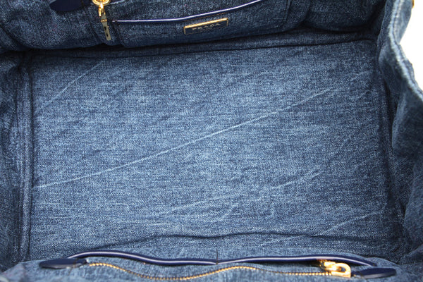 プラダ カナパ B1877B ブルー デニム ハンドバッグ レディース PRADA 中古