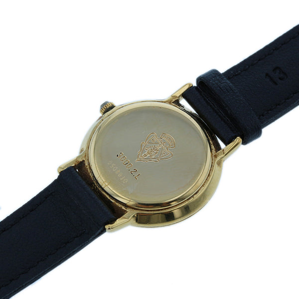 グッチ ローマン  3000.2.L ブラック レザー メッキ 腕時計 レディース GUCCI クオーツ ゴールド文字盤 【中古】