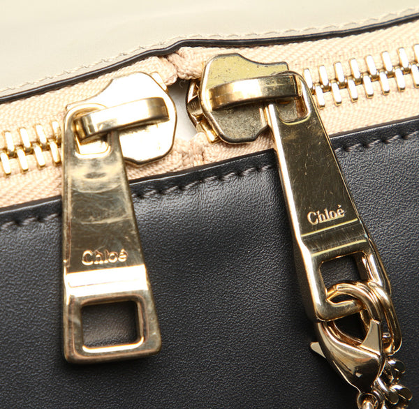 クロエ ベイリー アイボリー ネイビー レザー トートバッグ レディース Chloe 中古