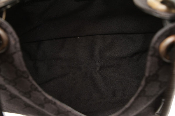 グッチ GGキャンバス バンブー 106494 ブラック 黒 キャンバス レザー ハンドバッグ レディース GUCCI 中古