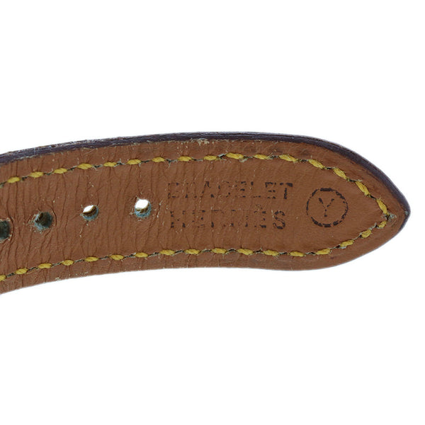 エルメス メドール  ゴールド イエロー メッキ レザー 腕時計 レディース HERMES 〇Y刻印 クオーツ ホワイト文字盤 【中古】