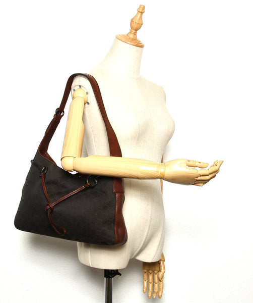 グッチ GGキャンバス 101975 ブラウン キャンバス レザー ショルダーバッグ レディース GUCCI 中古