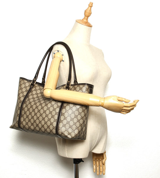 グッチ GGスプリーム 197953 ブラウン PVC レザー トートバッグ レディース GUCCI 中古