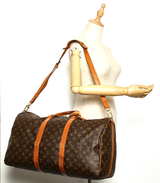ルイ ヴィトン モノグラム キーポル バンドリエール50 M41416 ブラウン 茶 PVC レザー ボストンバッグ ユニセックス LOUIS VUITTON 中古