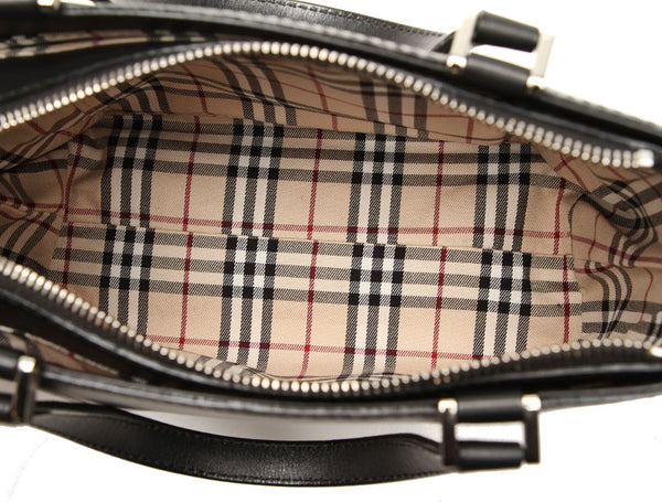 バーバリー ブラック 黒 レザー ハンドバッグ レディース BURBERRY 中古