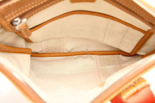 セリーヌ Cマカダム ベージュ オレンジ PVC レザー 肩掛け ショルダーバッグ レディース CELINE 中古