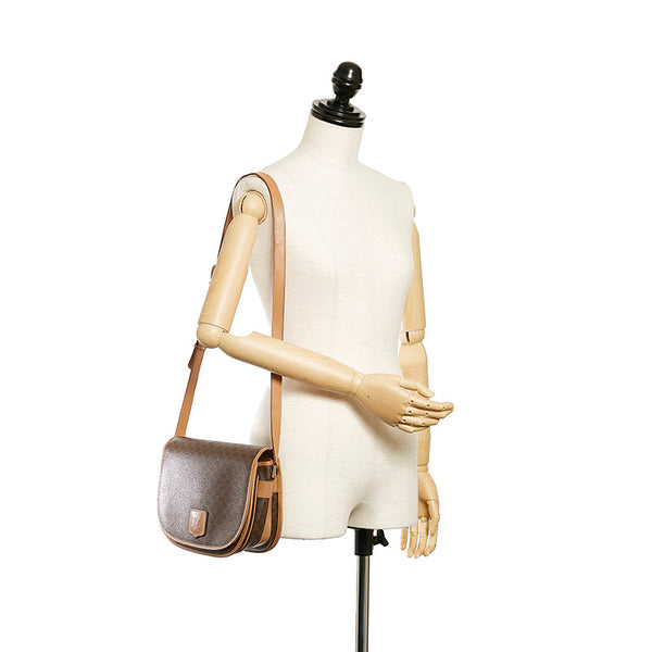 セリーヌ マカダム ブラウン PVC レザー 斜めがけ ショルダー レディース CELINE 【中古】
