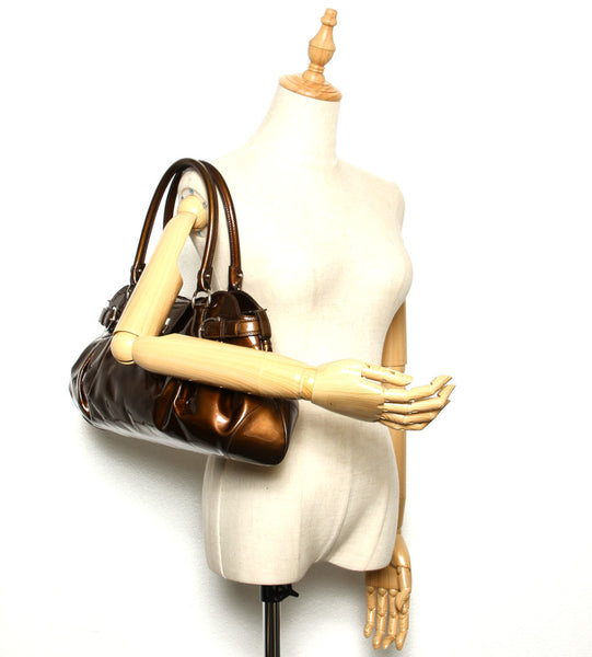 サルヴァトーレフェラガモ ガンチーニ AB-21 5370 グリーン 緑 エナメル ハンドバッグ レディース Salvatore Ferragamo 中古