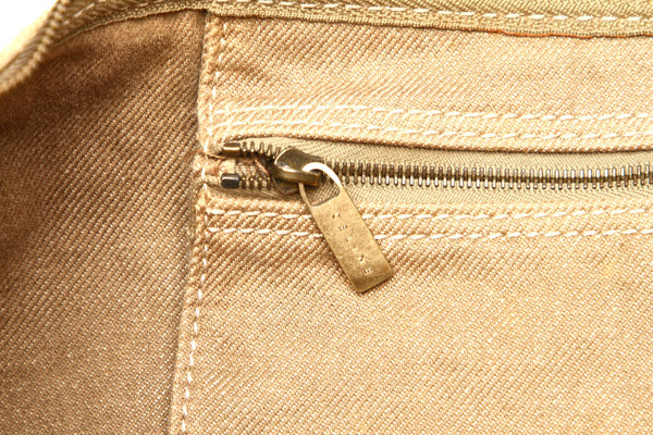 セリーヌ マカダム ベージュ ブラウン キャンバス レザー 斜め掛け ショルダーバッグ レディース CELINE 中古