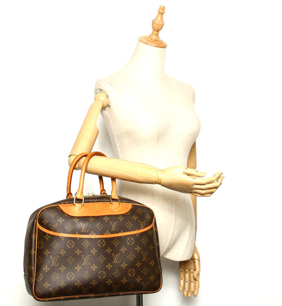 ルイ ヴィトン モノグラム ドーヴィル M47270 ブラウン 茶 PVC レザー ハンドバッグ レディース LOUIS VUITTON 中古