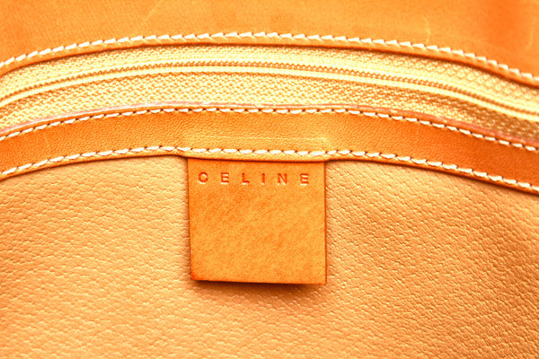 セリーヌ マカダム ブラウン PVC レザー トートバッグ レディース CELINE 中古