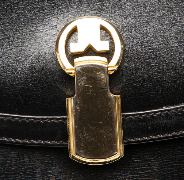 グッチ ブラック 黒 レザー ショルダーバッグ レディース GUCCI 中古