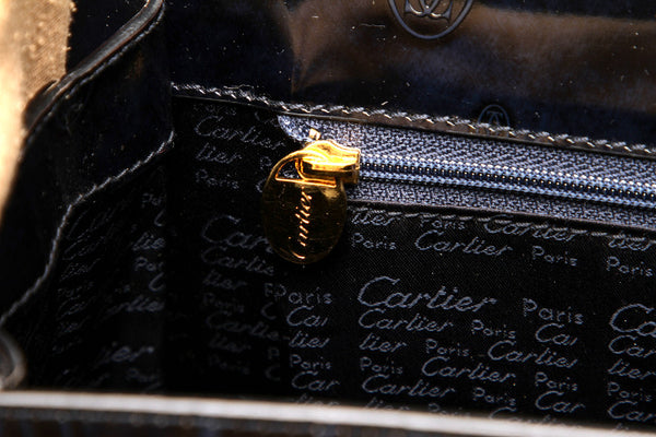 カルティエ ハッピーバースディ ネイビー パテントレザー ハンドバッグ レディース CARTIER 中古