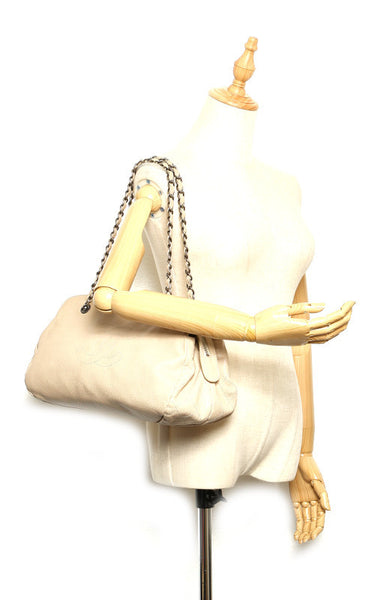 シャネル ココマーク アイボリー レザー チェーン ショルダーバッグ レディース CHANEL 中古