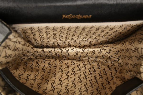 イヴ サンローラン ブラック 黒 レザー ハンドバッグ レディース YVES SAINT LAURENT 中古