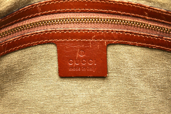 グッチ バンブー 109138 カーキ ブラウン キャンバス レザー ハンドバッグ レディース GUCCI 中古