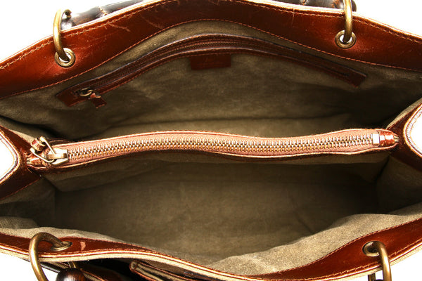 グッチ バンブー 109138 カーキ ブラウン キャンバス レザー ハンドバッグ レディース GUCCI 中古