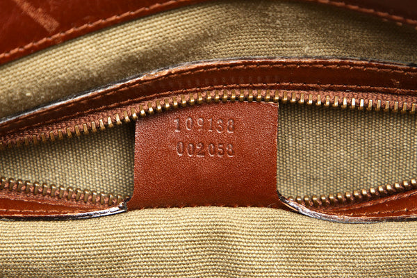 グッチ バンブー 109138 カーキ ブラウン キャンバス レザー ハンドバッグ レディース GUCCI 中古