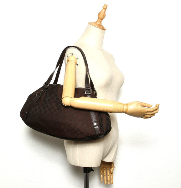 グッチ GGキャンバス ブラウン キャンバス レザー トートバッグ レディース GUCCI 中古