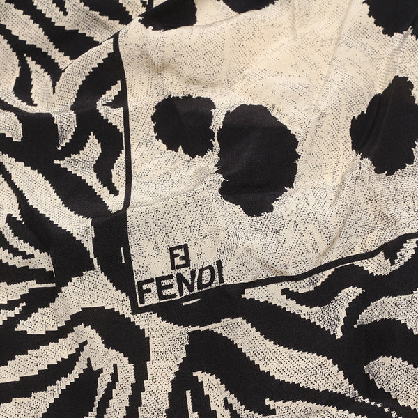 フェンディ アニマル ブラック アイボリー シルク スカート レディース FENDI 【中古】