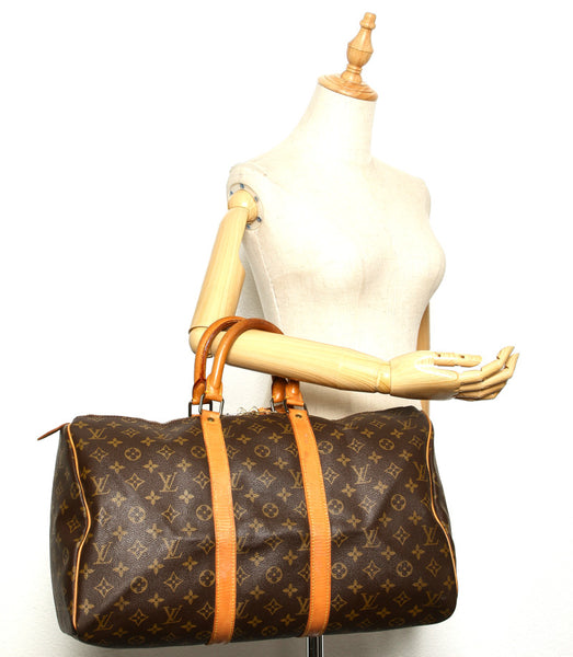 ルイ ヴィトン モノグラム キーポル45 M41428 ブラウン 茶 PVC レザー ボストンバッグ ユニセックス LOUIS VUITTON 中古