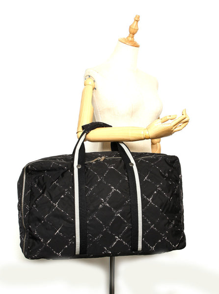 シャネル トラベルライン ブラック 黒 ナイロン ボストンバッグ ユニセックス CHANEL 中古