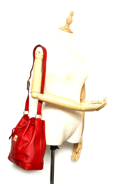 セリーヌ レッド レザー 肩掛け ショルダーバッグ レディース CELINE 中古