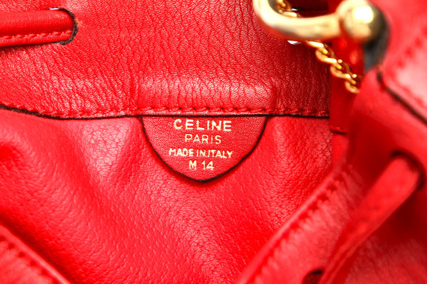セリーヌ レッド レザー 肩掛け ショルダーバッグ レディース CELINE 中古