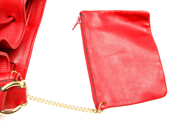 セリーヌ レッド レザー 肩掛け ショルダーバッグ レディース CELINE 中古