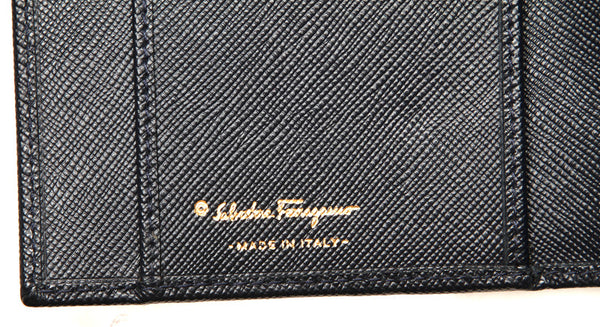サルヴァトーレフェラガモ ガンチーニ ネイビー レザー 長財布 ユニセックス Salvatore Ferragamo 中古
