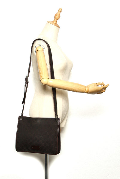 グッチ GGキャンバス 91762 ブラウン キャンバス レザー 肩掛け ショルダーバッグ レディース GUCCI 中古