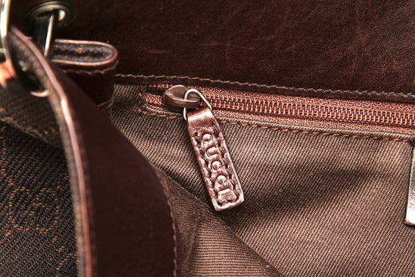 グッチ GGキャンバス 91762 ブラウン キャンバス レザー 肩掛け ショルダーバッグ レディース GUCCI 中古