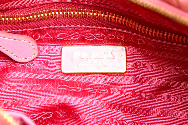 プラダ ピンク ナイロン レザー ショルダーバッグ レディース PRADA 中古