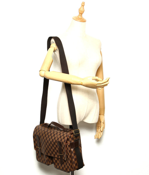 ルイ ヴィトン ダミエ ブロードウェイ N42270 ブラウン PVC レザー 肩掛け ショルダーバッグ ユニセックス LOUIS VUITTON 中古
