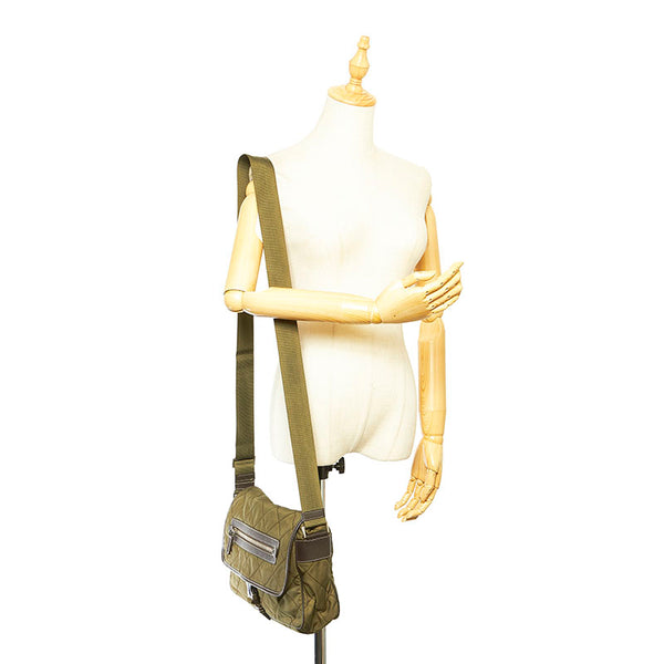 プラダ BT0422 モスグリーン カーキ ブラウン MILITARE ナイロン レザー ショルダーバッグ メンズ PRADA 【中古】