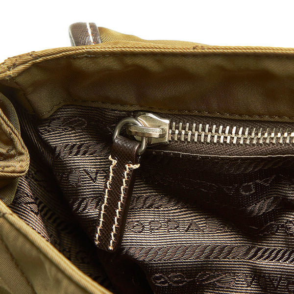 プラダ BT0422 モスグリーン カーキ ブラウン MILITARE ナイロン レザー ショルダーバッグ メンズ PRADA 【中古】