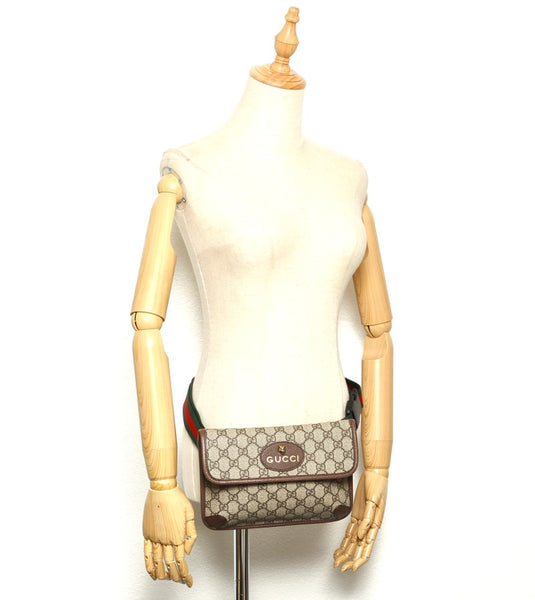 グッチ GGスプリーム シェリーライン 493930 ベージュ PVC レザー ウエストバッグ ユニセックス GUCCI 中古