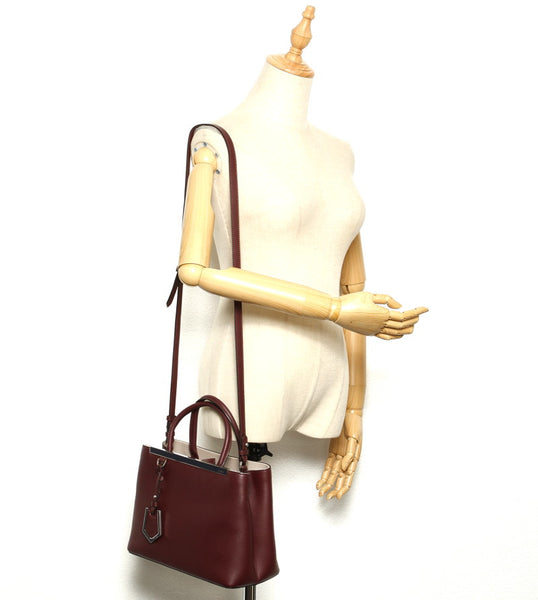 フェンディ プチトゥージュール 8BH253 ワインレッド レザー ハンドバッグ ショルダーバッグ 2WAY レディース FENDI 中古