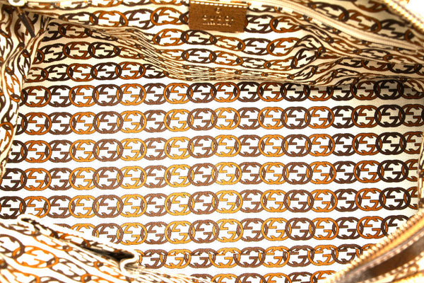 グッチ GGキャンバス 177052 ベージュ ゴールド キャンバス レザー ショルダーバッグ レディース GUCCI 中古