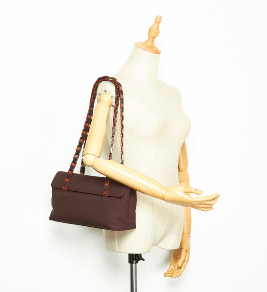 サルヴァトーレフェラガモ ヴァラ AU-21 8804 ブラウン ナイロン 肩掛け ショルダーバッグ レディース Salvatore Ferragamo 中古